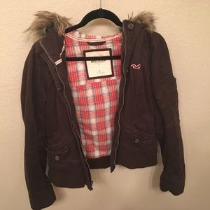 Hollister jacket with faux fur hood